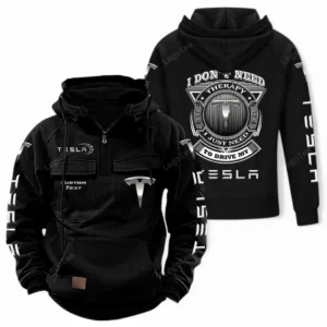 Eco-Friendly Car Tactical Quarter Zip Hoodie, Exclusive Logo Hoodie For Car Enthusiasts CAR106 - Black