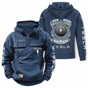 Futuristic Ride Tactical Quarter Zip Hoodie, Exclusive Logo Hoodie For Car Enthusiasts CAR106 - Dark Blue