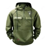 Eco-Friendly Car Tactical Quarter Zip Hoodie, Exclusive Logo Hoodie For Car Enthusiasts CAR109 - Army Green