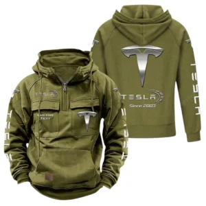 Clean Energy Ride Tactical Quarter Zip Hoodie, Exclusive Logo Hoodie For Car Enthusiasts CAR960 - Army Green