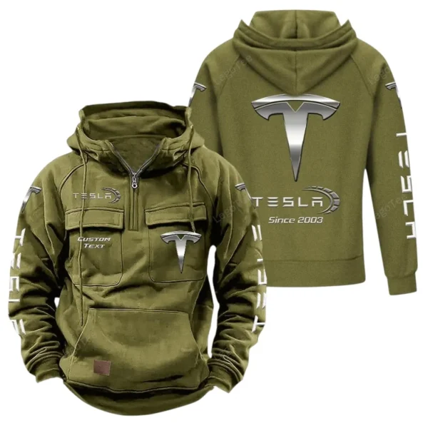 Clean Energy Ride Tactical Quarter Zip Hoodie, Exclusive Logo Hoodie For Car Enthusiasts CAR960 - Army Green