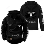 Futuristic Ride Tactical Quarter Zip Hoodie, Exclusive Logo Hoodie For Car Enthusiasts CAR122 - Black