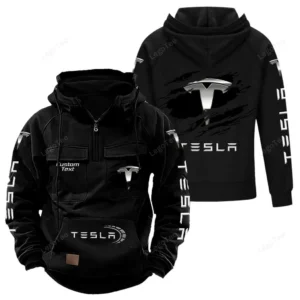 Futuristic Ride Tactical Quarter Zip Hoodie, Exclusive Logo Hoodie For Car Enthusiasts CAR122 - Black