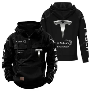 Smart EV Tactical Quarter Zip Hoodie, Exclusive Logo Hoodie For Car Enthusiasts CAR960 - Black