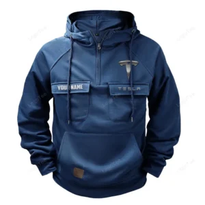 High-Tech Auto Tactical Quarter Zip Hoodie, Exclusive Logo Hoodie For Car Enthusiasts CAR109 - Dark Blue