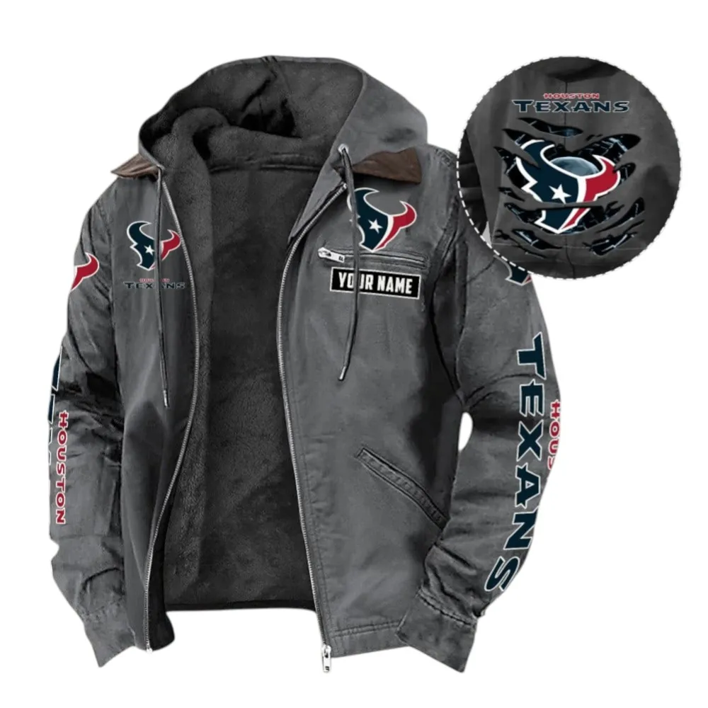 Texan Crew Hooded And Flannel Hoodie, Warm Sport Spirit Hoodie NFL135 - Gray