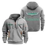 Classic American Car Hoodie Half Zipper, Exclusive Logo Hoodie For Classic American Car Enthusiasts CAR200 - Gray