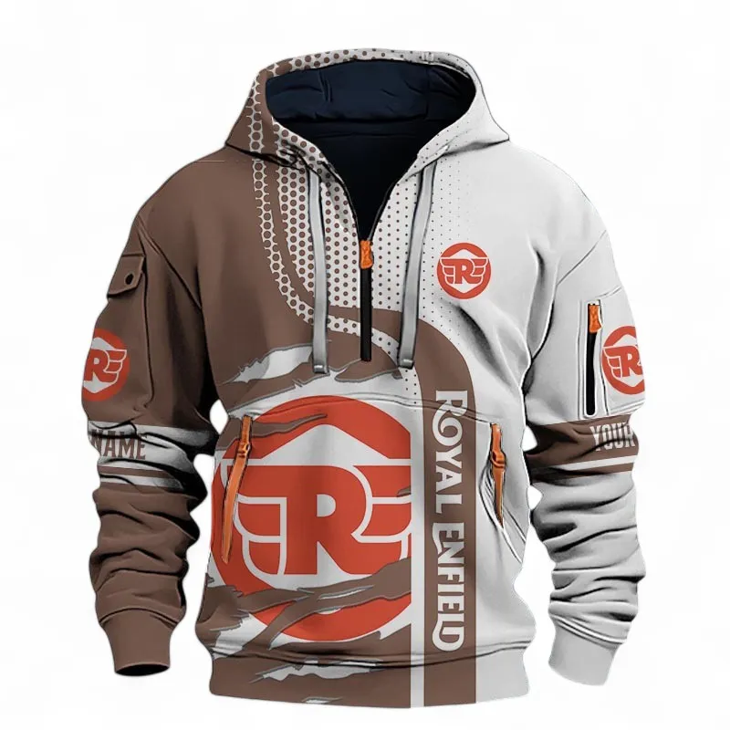 Timeless Road Bike Hoodie Half Zip 3D, Adventure-Ready Streetwear For Car Lovers CAR398 - Brown