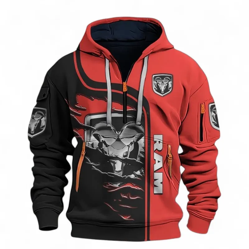 Tough Truck Brand Hoodie Half Zip 3D , Streetwear Outfit For Car Lovers CAR395