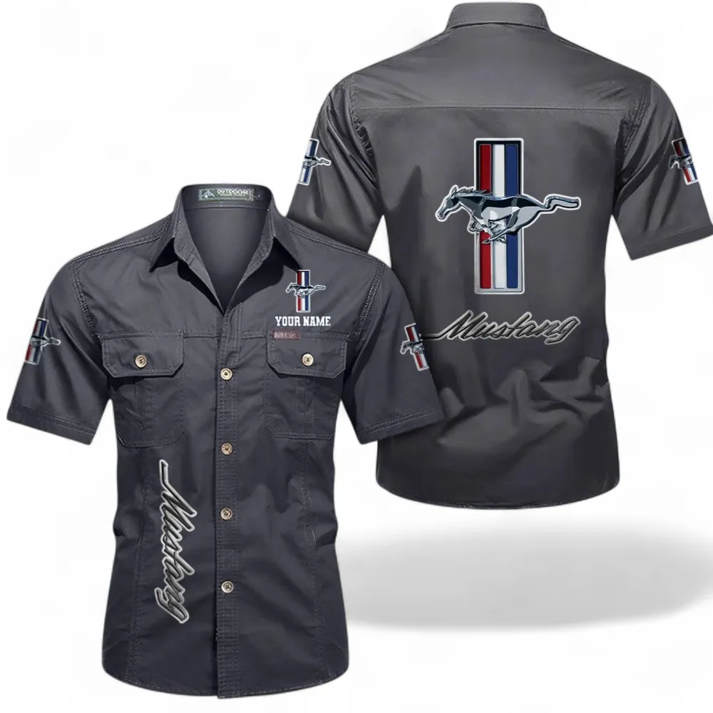 Touring Coupe Cotton Short Sleeve Shirt, Custom Name CAR392 - Gray