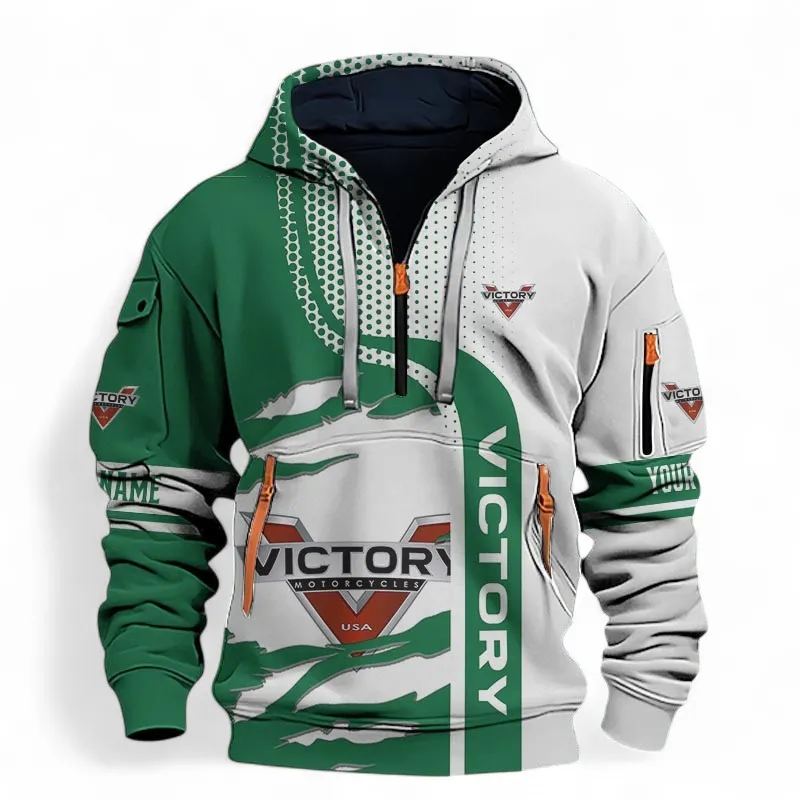 Touring Cruiser Hoodie Half Zip 3D, Rugged Casual Hoodie For Motor Lovers CAR398 - Green
