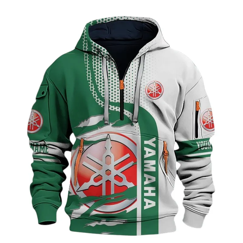 Touring Motorcycle Hoodie Half Zip 3D, Rugged Casual Hoodie For Motor Lovers CAR398 - Green