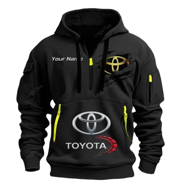 Hoodie Half Zipper Exclusive Logo Gift For Global Auto Enthusiasts CAR113 - Black