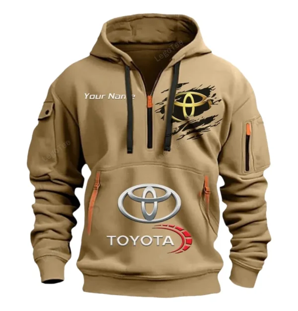 Hoodie Half Zipper Exclusive Logo Gift For Long-Life Vehicle Enthusiasts CAR113 - Khaki