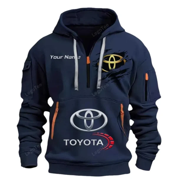 Hoodie Half Zipper Exclusive Logo Gift For Pickup Truck Enthusiasts CAR113 - Navy