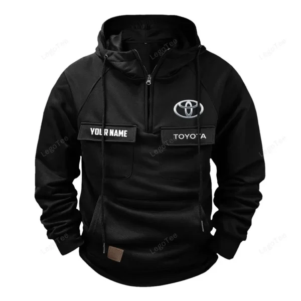 Overland Vehicle Tactical Quarter Zip Hoodie, Exclusive Logo Hoodie For Car Enthusiasts CAR109 - Black