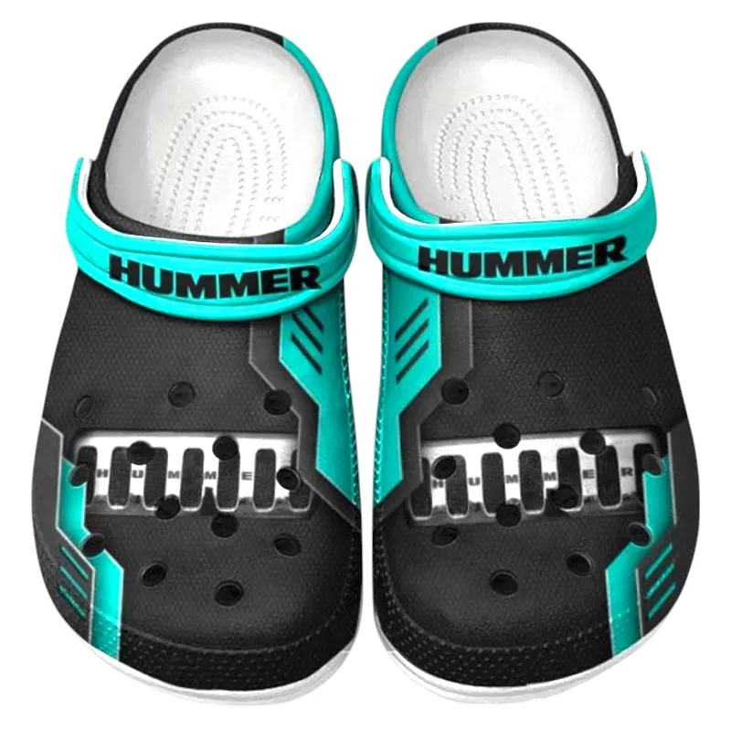 Trendy 4x4 Utility Vehicle Themed Clog, Full Print Lightweight Footwear for Fans of Automotive Style CAR185 - Cyan