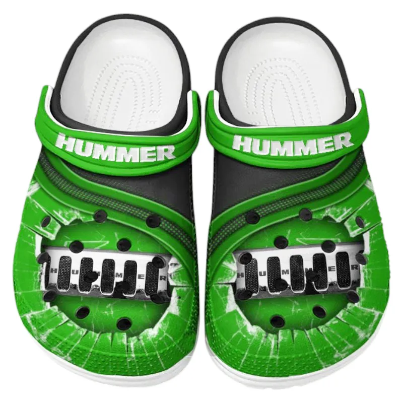 Trendy 4x4 Utility Vehicle Themed Clog, Full Print Lightweight Footwear for Fans of Automotive Style CAR188 - Green
