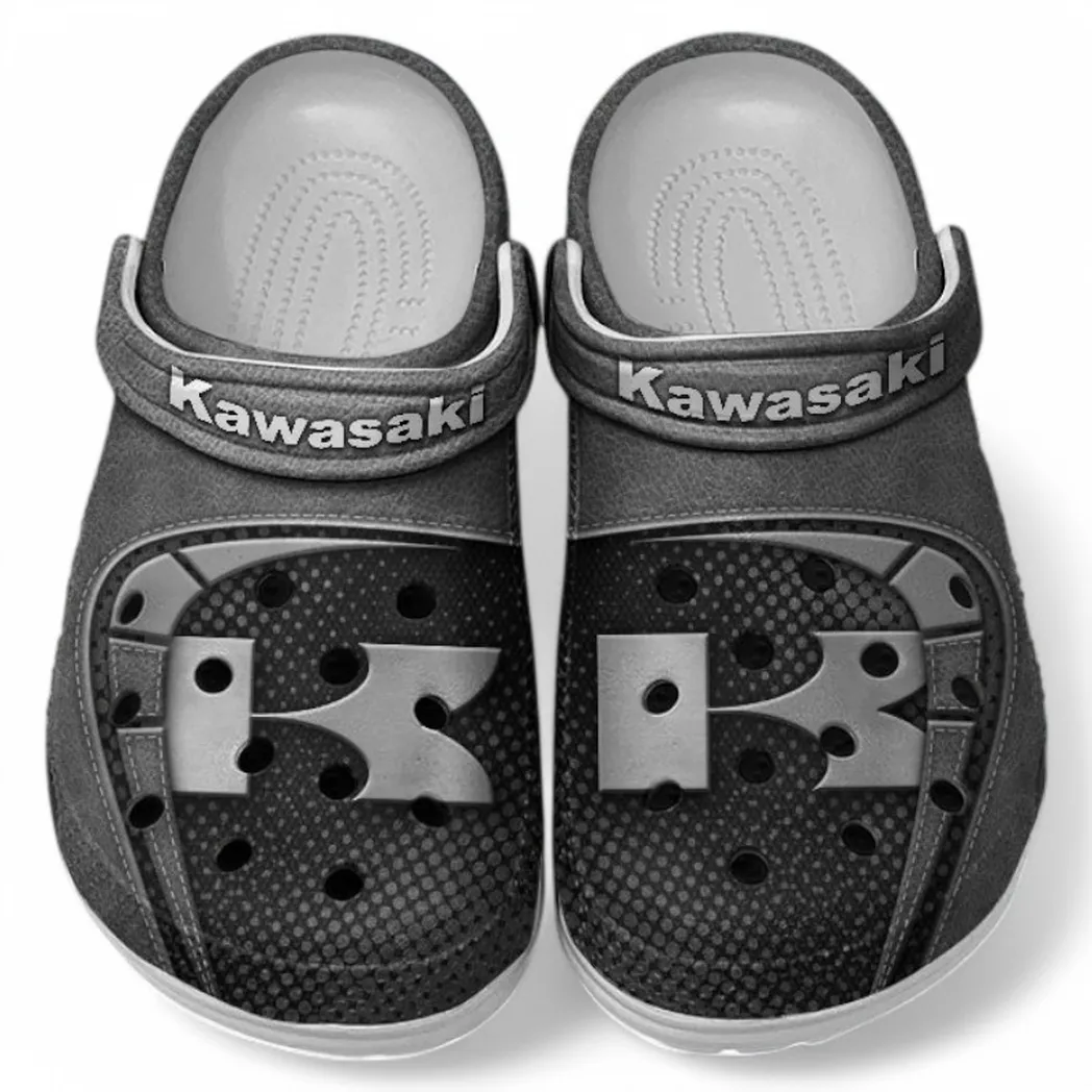 Trendy Agile Street Bike Themed Clog, Full Print Lightweight Footwear for Fans of Automotive Style CAR183 - Gray
