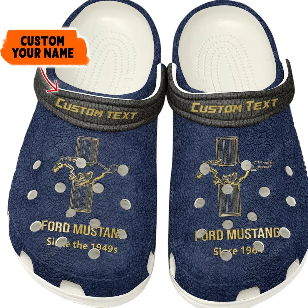 Trendy American Muscle Car Themed Clog, Full Print Lightweight Footwear for Fans of Automotive Style CAR141 - Blue