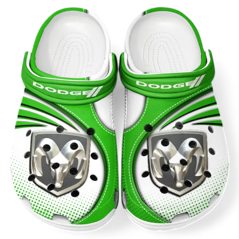 Trendy American Two-Door Coupe Themed Clog, Full Print Lightweight Footwear for Fans of Automotive Style CAR181 - Green