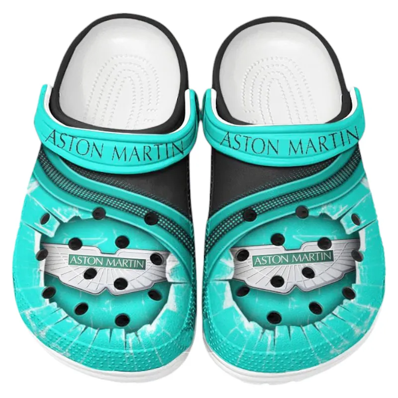 Trendy British Luxury Sports Car Themed Clog, Full Print Lightweight Footwear for Fans of Automotive Style CAR188 - Cyan