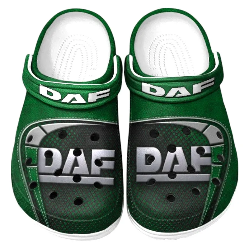 Trendy Budget-Friendly Vehicle Themed Clog, Full Print Lightweight Footwear for Fans of Automotive Style CAR177 - Green