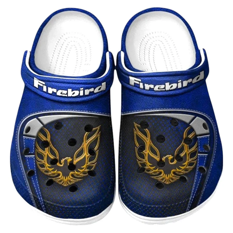 Trendy Classic Muscle Car Themed Clog, Full Print Lightweight Footwear for Fans of Automotive Style CAR177 - Blue