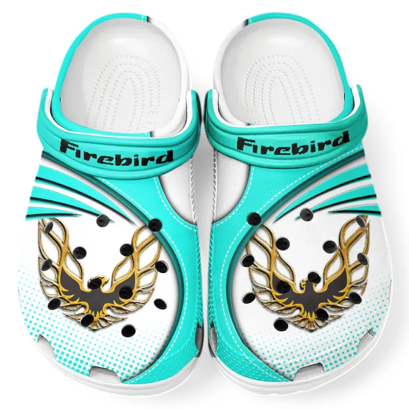 Trendy Classic Muscle Car Themed Clog, Full Print Lightweight Footwear for Fans of Automotive Style CAR181 - Cyan