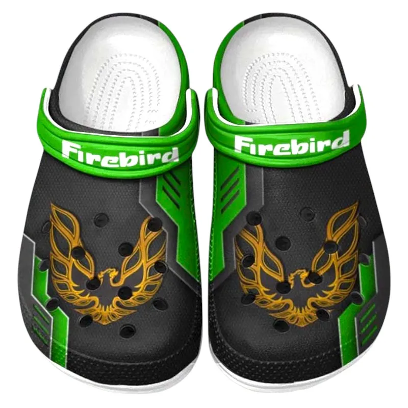 Trendy Classic Muscle Car Themed Clog, Full Print Lightweight Footwear for Fans of Automotive Style CAR185 - Green