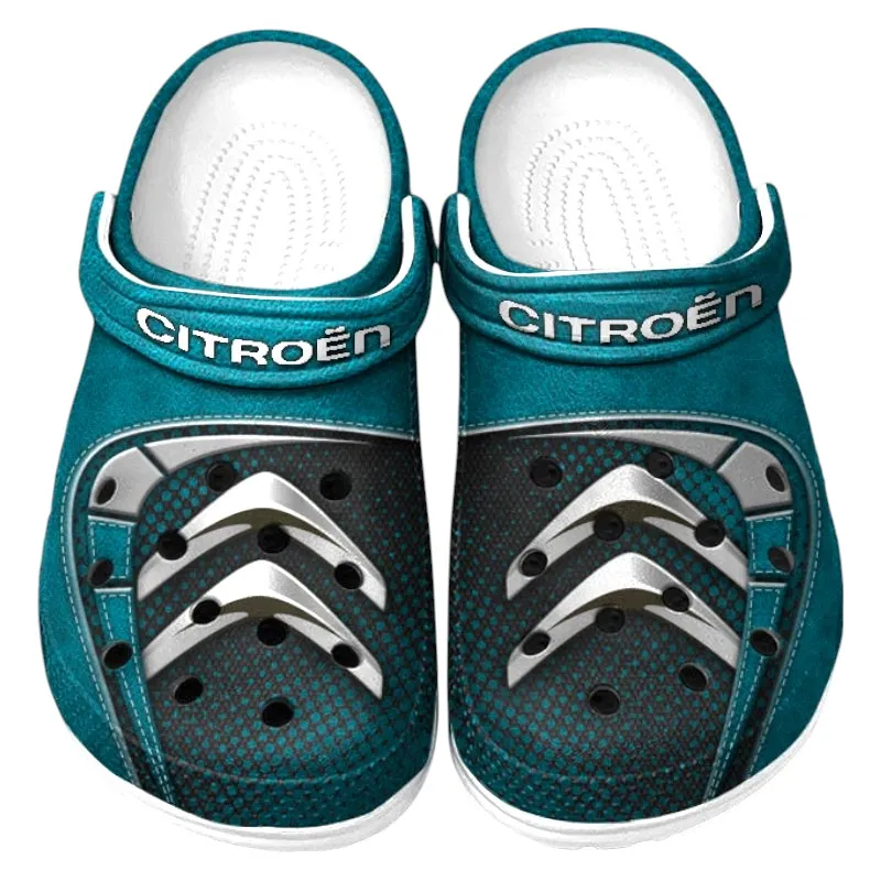 Trendy Compact Hatchback Themed Clog, Full Print Lightweight Footwear for Fans of Automotive Style CAR177 - Cyan