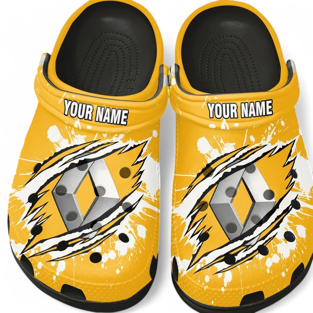 Trendy Compact Hatchback Themed Clog, Full Print Lightweight Footwear for Fans of Automotive Style CAR560 - Black