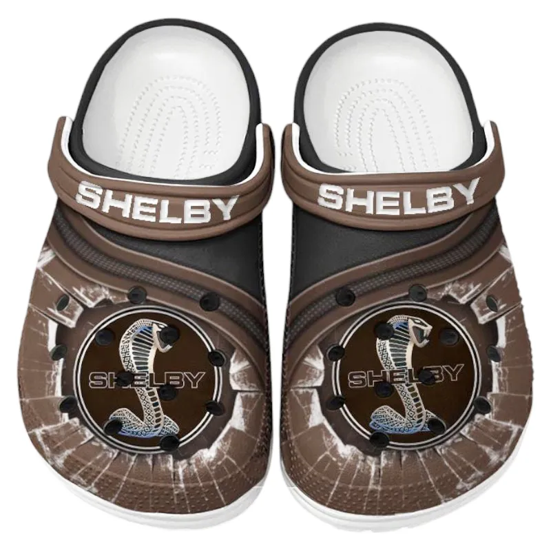 Trendy Drag Strip Muscle Themed Clog, Full Print Lightweight Footwear for Fans of Automotive Style CAR188 - Brown