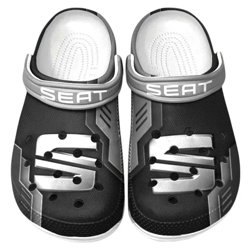 Trendy Eco-Friendly Ride Themed Clog, Full Print Lightweight Footwear for Fans of Automotive Style CAR185 - Gray