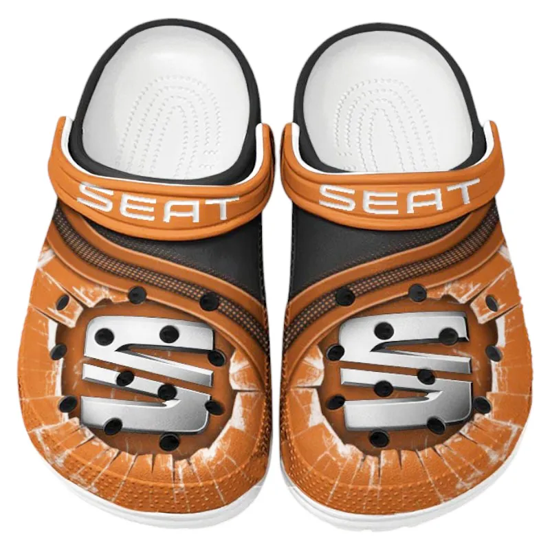 Trendy Eco-Friendly Ride Themed Clog, Full Print Lightweight Footwear for Fans of Automotive Style CAR188 - Orange
