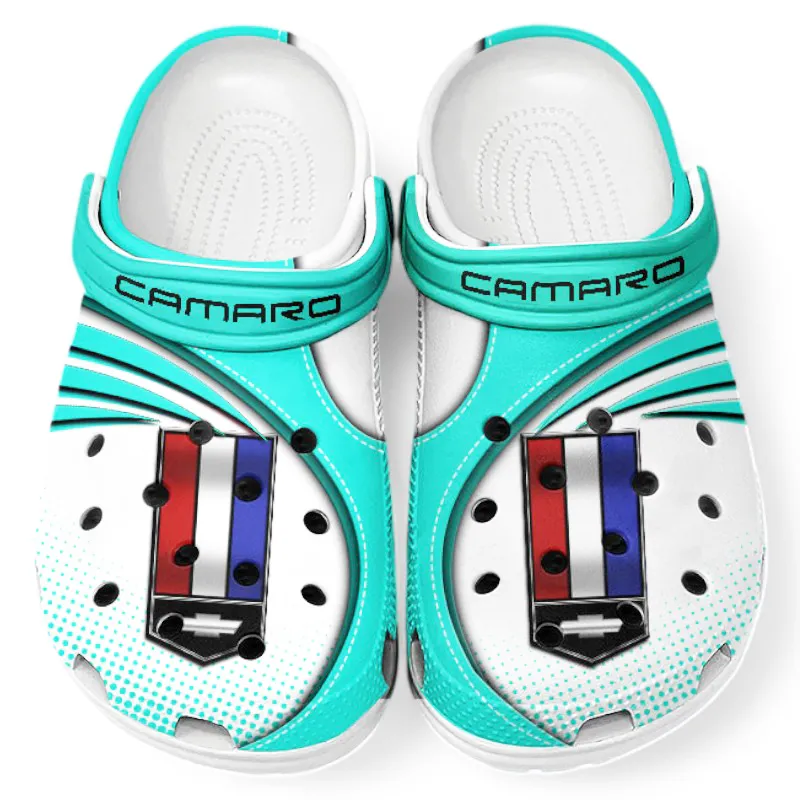 Trendy Everyday Utility Vehicle Themed Clog, Full Print Lightweight Footwear for Fans of Automotive Style CAR181 - Cyan