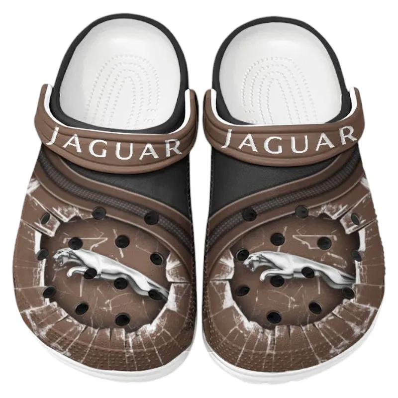 Trendy Executive Vehicle Themed Clog, Full Print Lightweight Footwear for Fans of Automotive Style CAR188 - Brown