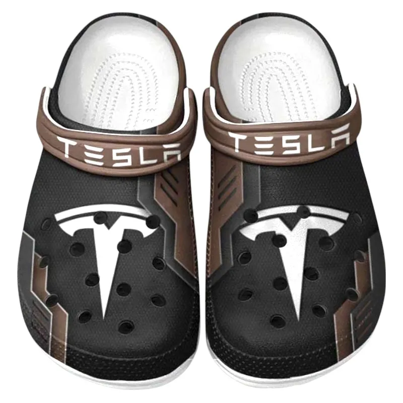 Trendy Futuristic Ride Themed Clog, Full Print Lightweight Footwear for Fans of Automotive Style CAR185 - Brown