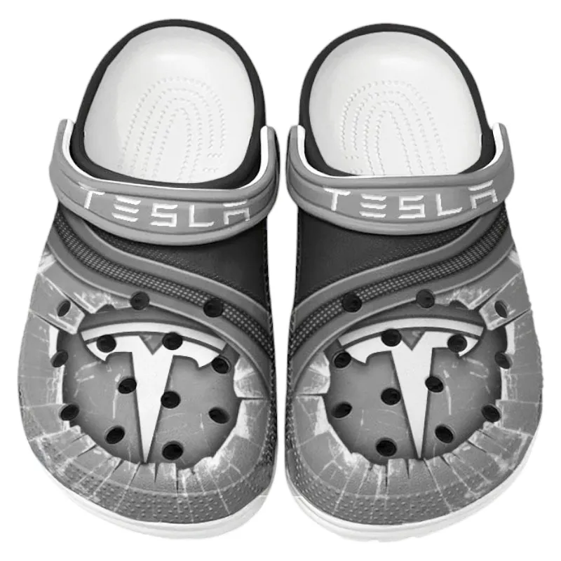 Trendy Futuristic Ride Themed Clog, Full Print Lightweight Footwear for Fans of Automotive Style CAR188 - Gray