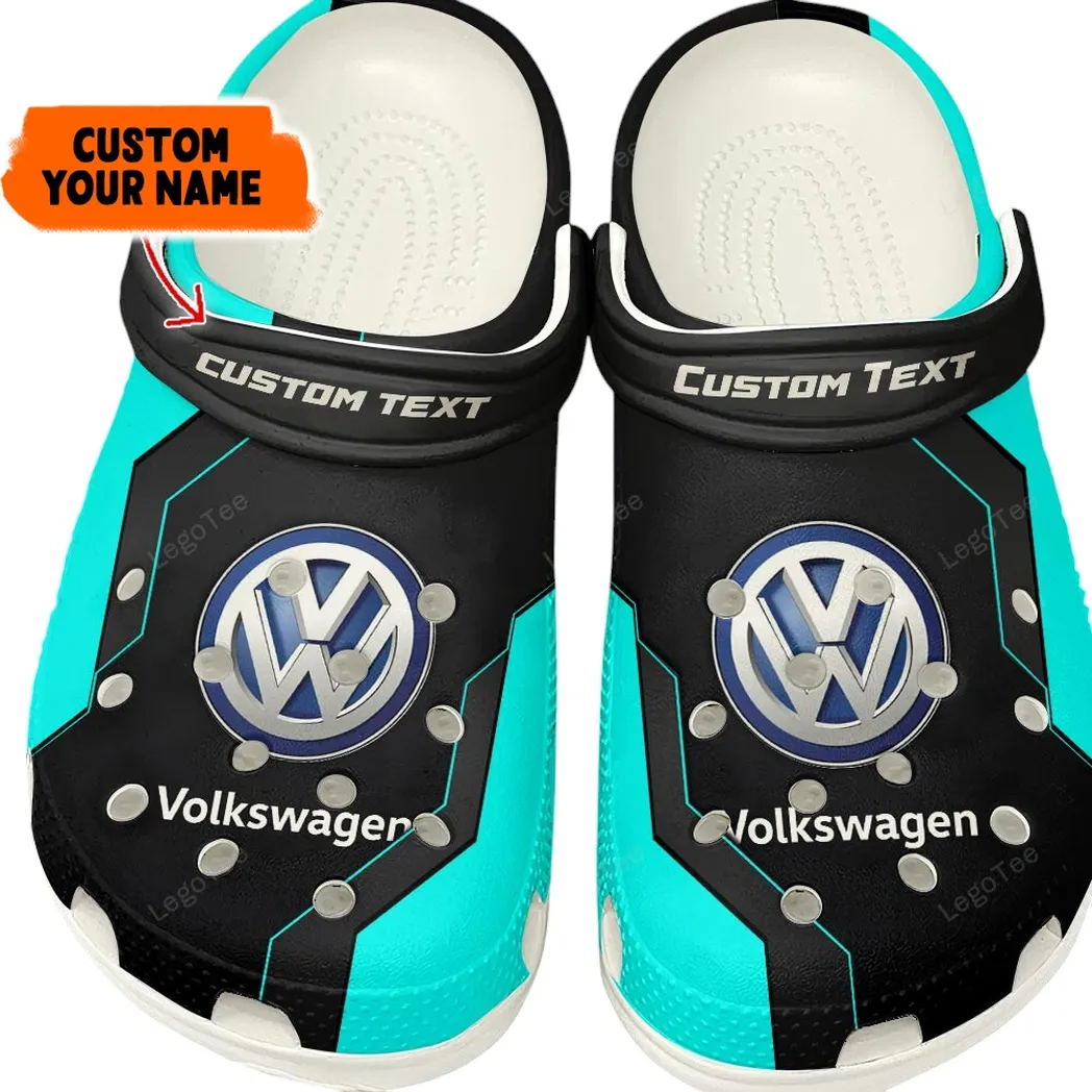 Trendy German Car Themed Clog, Full Print Lightweight Footwear for Fans of Automotive Style CAR140 - Cyan