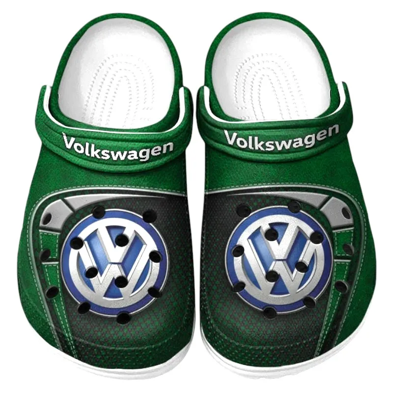 Trendy German Car Themed Clog, Full Print Lightweight Footwear for Fans of Automotive Style CAR177 - Green