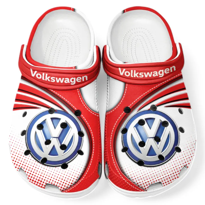 Trendy German Car Themed Clog, Full Print Lightweight Footwear for Fans of Automotive Style CAR181 - Red