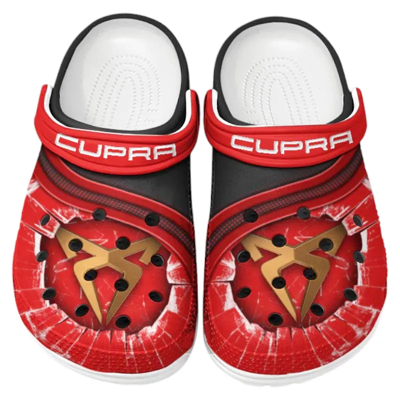 Trendy Hot Hatch Themed Clog, Full Print Lightweight Footwear for Fans of Automotive Style CAR188 - Red