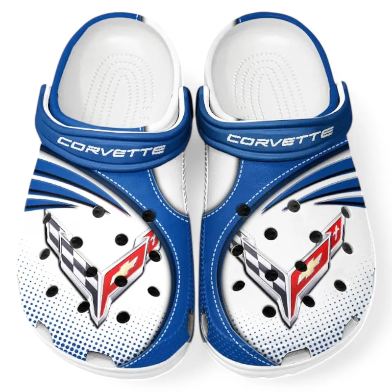 Trendy Iconic Muscle Ride Themed Clog, Full Print Lightweight Footwear for Fans of Automotive Style CAR181 - Blue