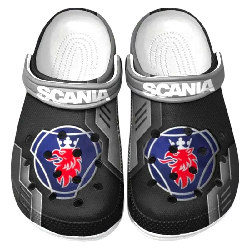 Trendy Industrial Vehicle Themed Clog, Full Print Lightweight Footwear for Fans of Automotive Style CAR185 - Gray