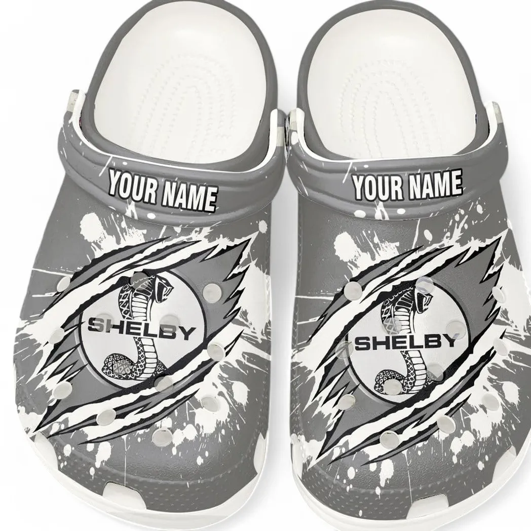 Trendy Legendary American Car Themed Clog, Full Print Lightweight Footwear for Fans of Automotive Style CAR560 - White