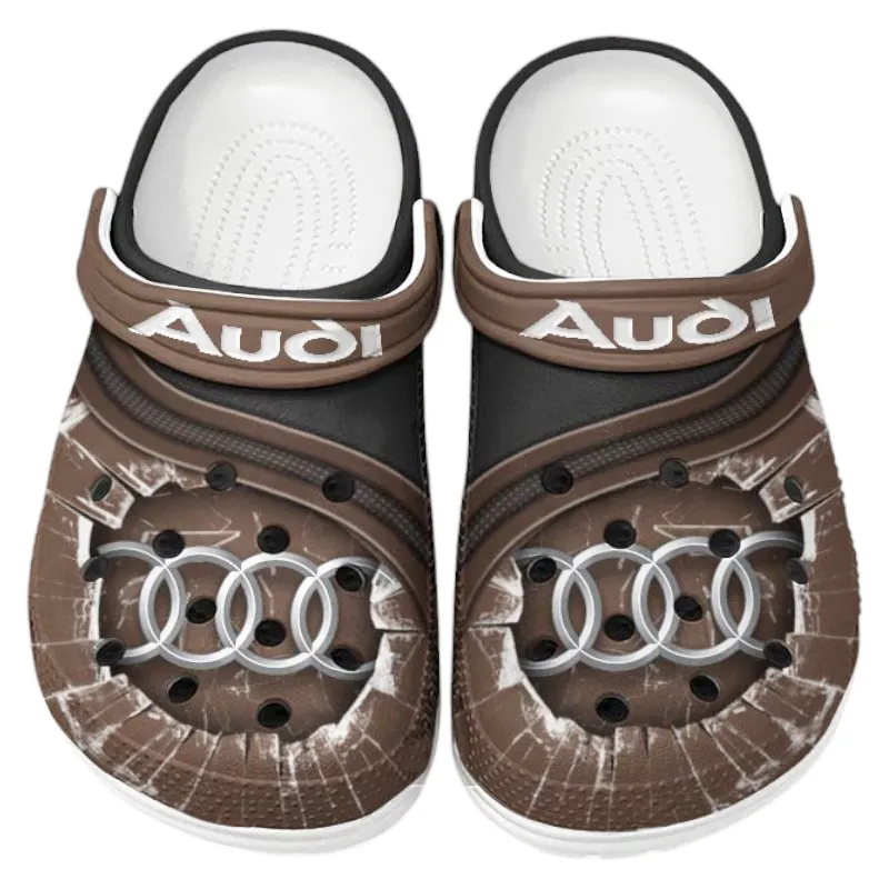 Trendy Luxury Car Themed Clog, Full Print Lightweight Footwear for Fans of Automotive Style CAR188 - Brown