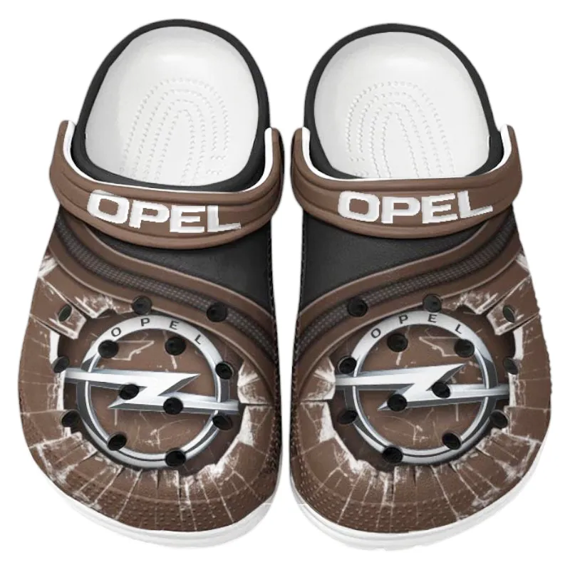 Trendy Mid-Size Auto Themed Clog, Full Print Lightweight Footwear for Fans of Automotive Style CAR188 - Brown