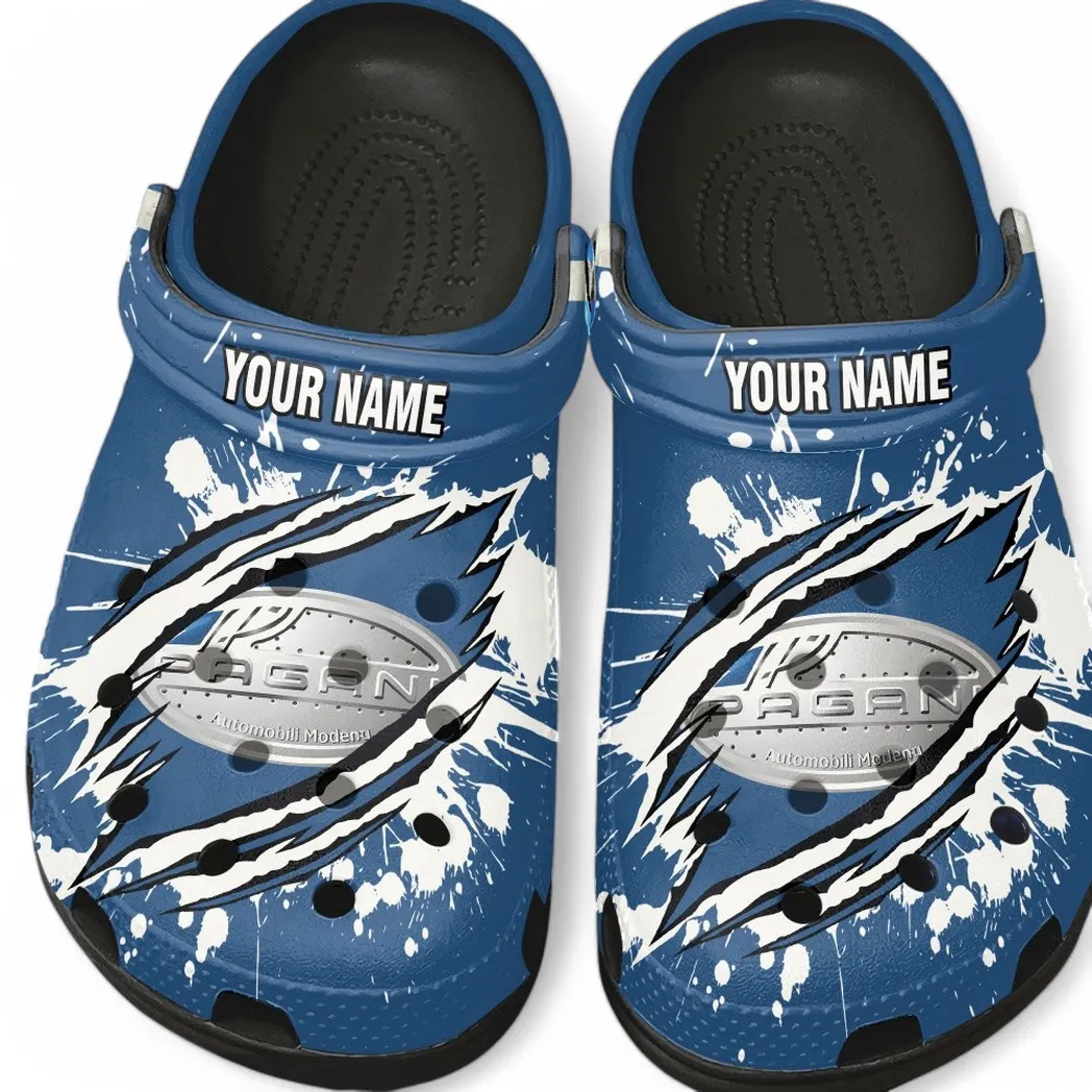 Trendy Mid-Size Auto Themed Clog, Full Print Lightweight Footwear for Fans of Automotive Style CAR560 - Black