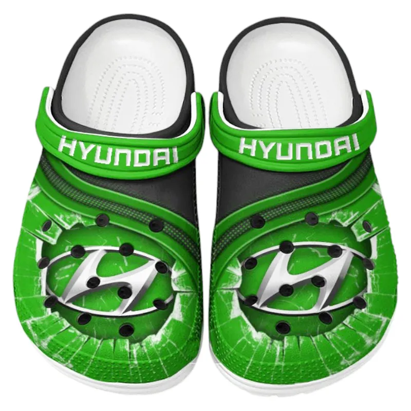 Trendy Mid-Size Vehicle Themed Clog, Full Print Lightweight Footwear for Fans of Automotive Style CAR188 - Green